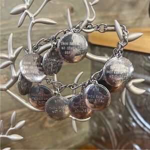 Silver Ten Commandments Charm Bracelet